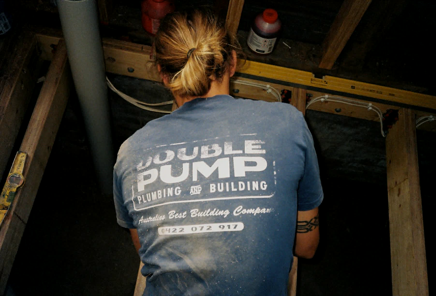 Double Pump tradesperson at work